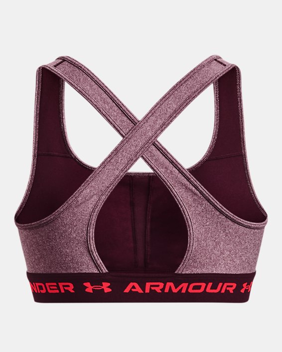 Women's Armour® Mid Crossback Heather Sports Bra in Red image number 11